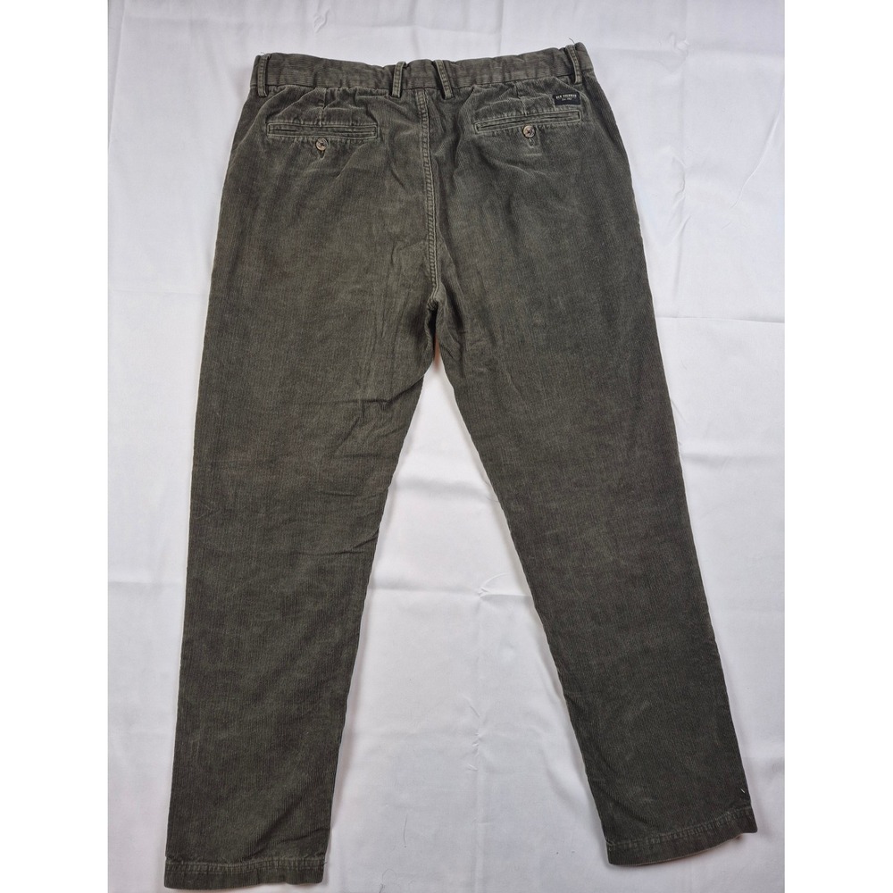 Ben Sherman W36 L32 Mens Corduroy Pants Slim Olive Green Button Fly EC1 - Picture 5 of 6